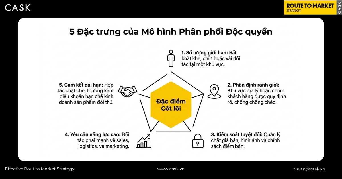 năm đặc trưng của mô hình phân phối độc quyền trong Route To Market