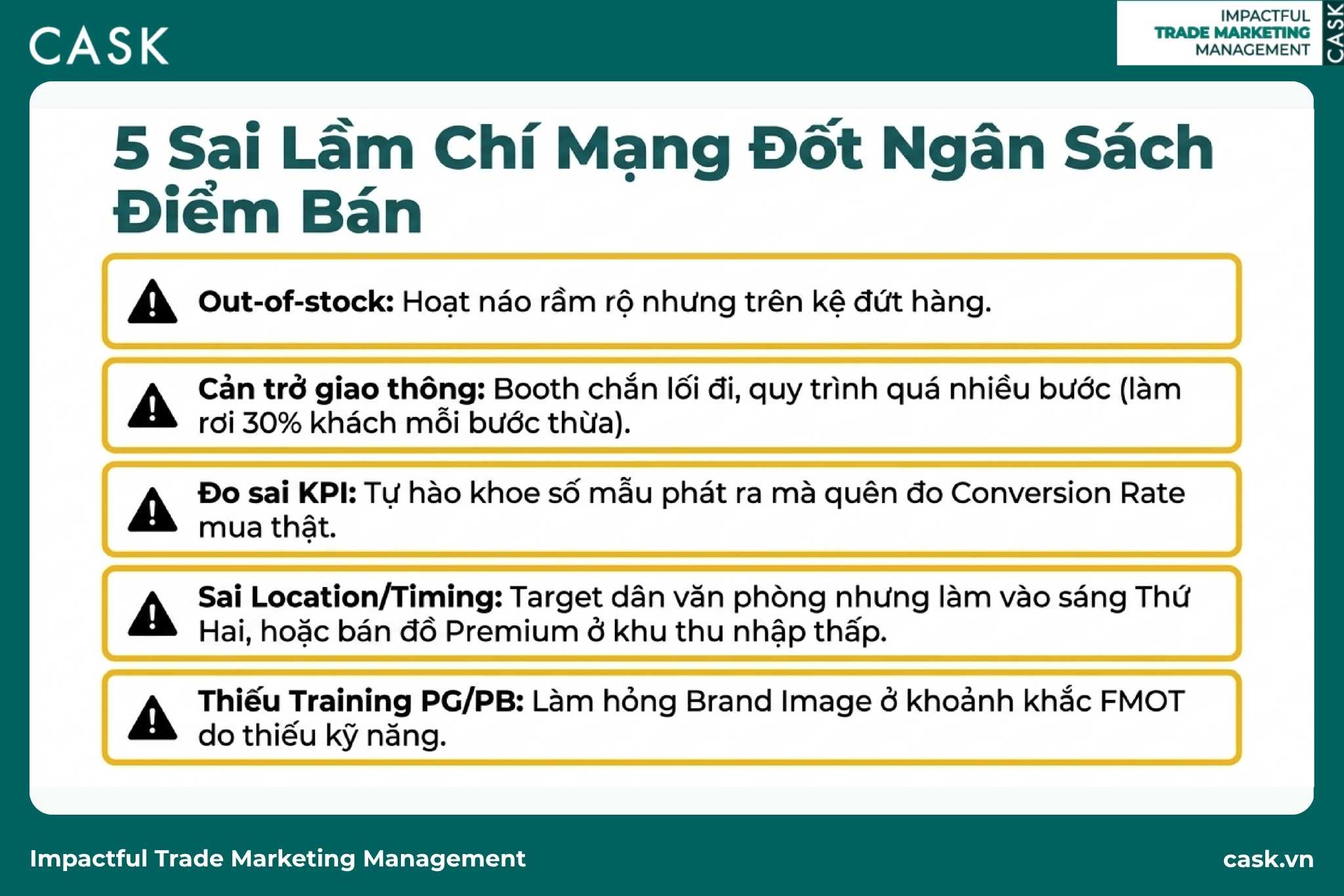 danh sách 5 sai lầm khi triển khai trade activation