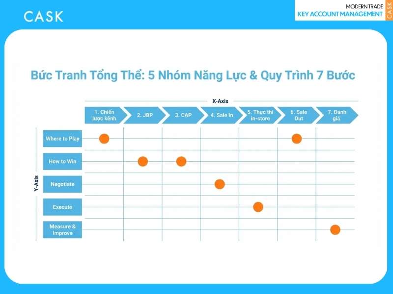 Bức tranh tổng thể 5 nhóm năng lực và 7 bước của KAM
