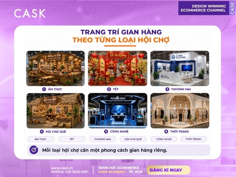 sáu phong cách trang trí gian hàng