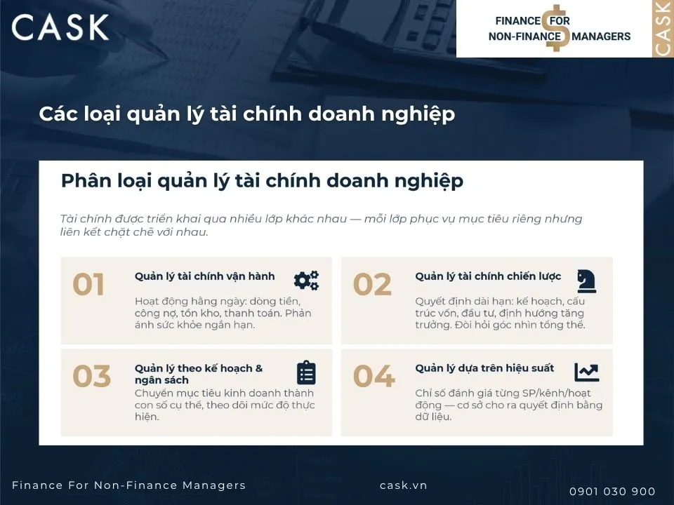 các loại quản lý tài chính doanh nghiệp