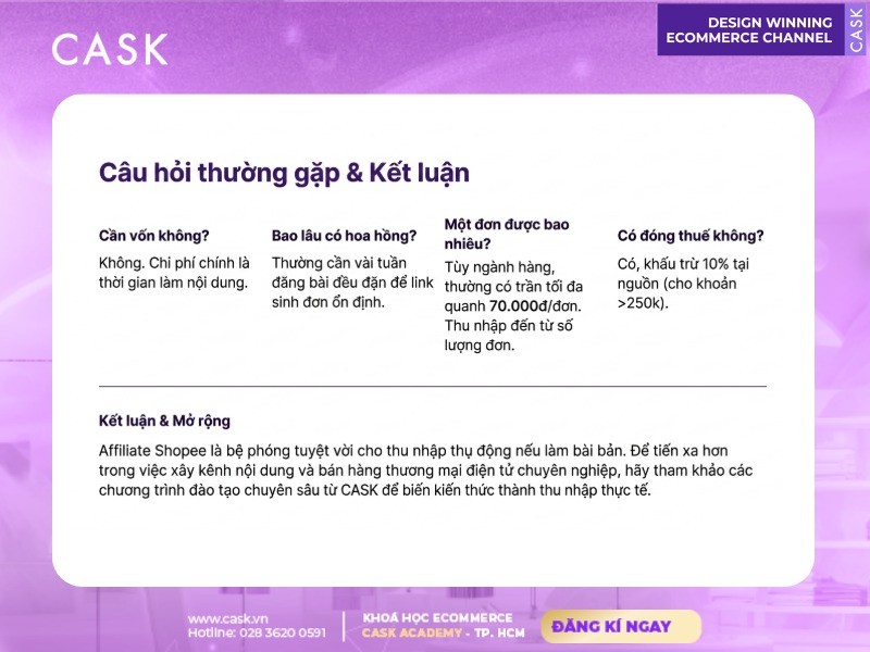 câu hỏi thường gặp về affiliate shopee