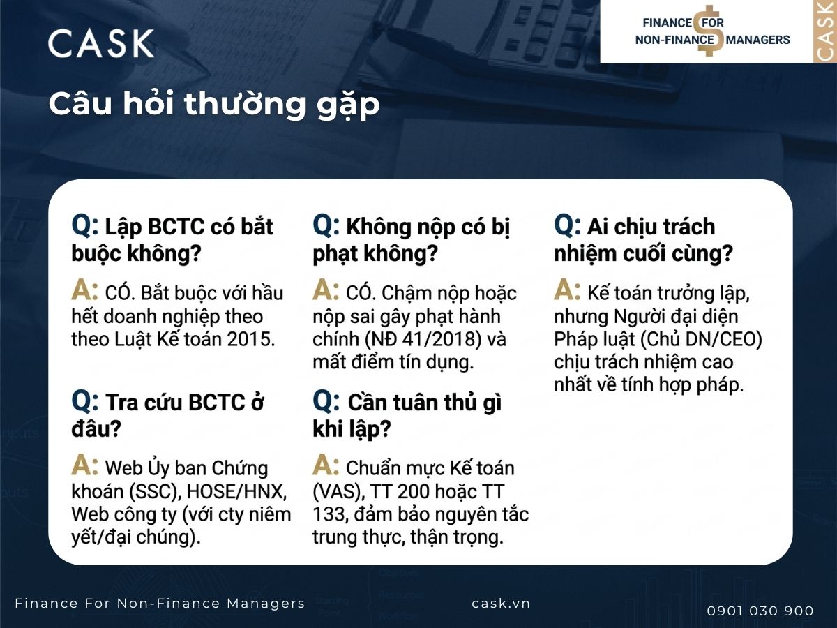 câu hỏi thường gặp về báo cáo tài chính