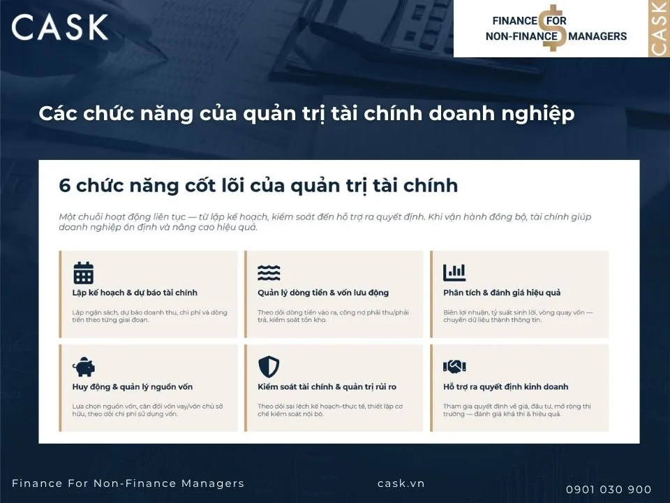 các chức năng cốt lõi của quản trị tài chính doanh nghiệp
