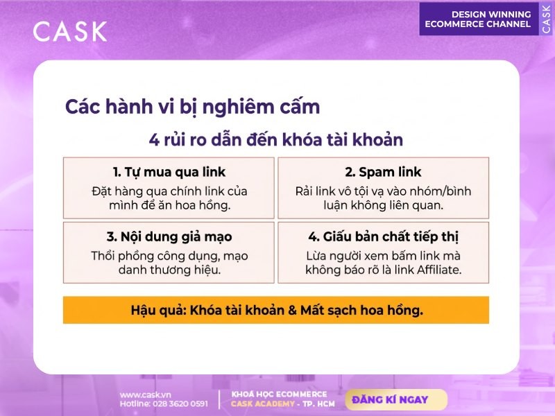 các hành vi bị cấm khi làm affiliate shopee