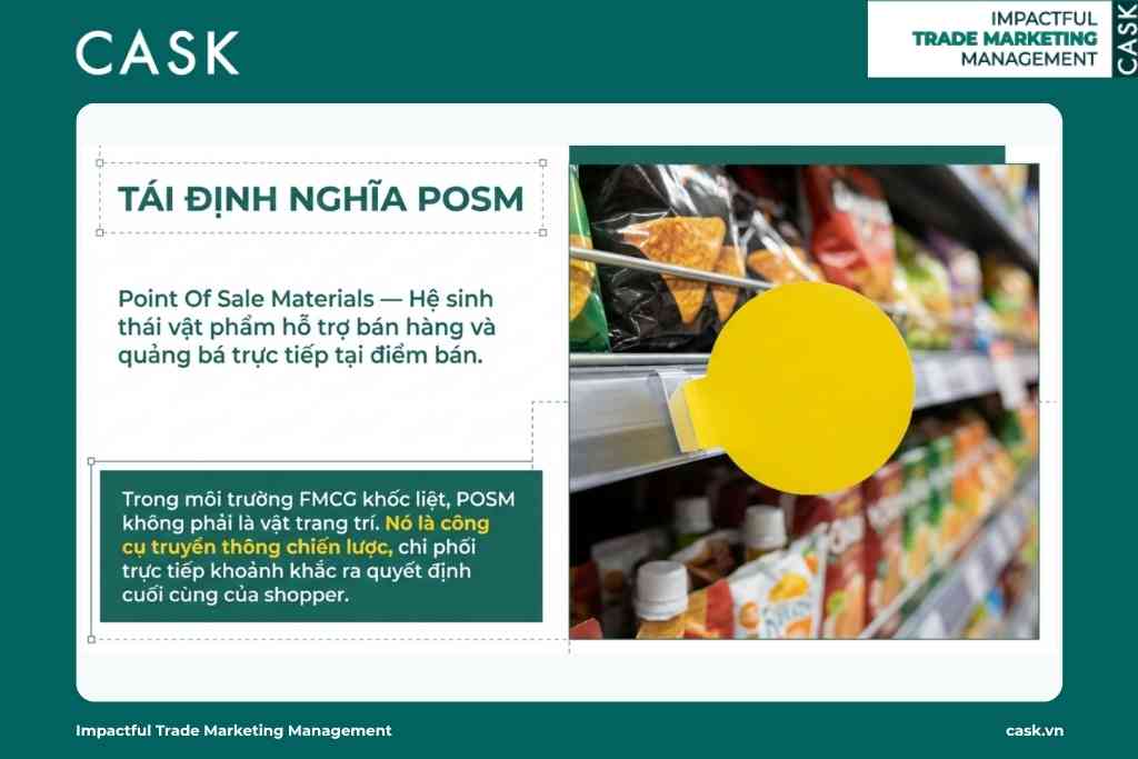 Định nghĩa POSM là hệ sinh thái vật phẩm hỗ trợ bán hàng tại điểm bán - Cask Academy