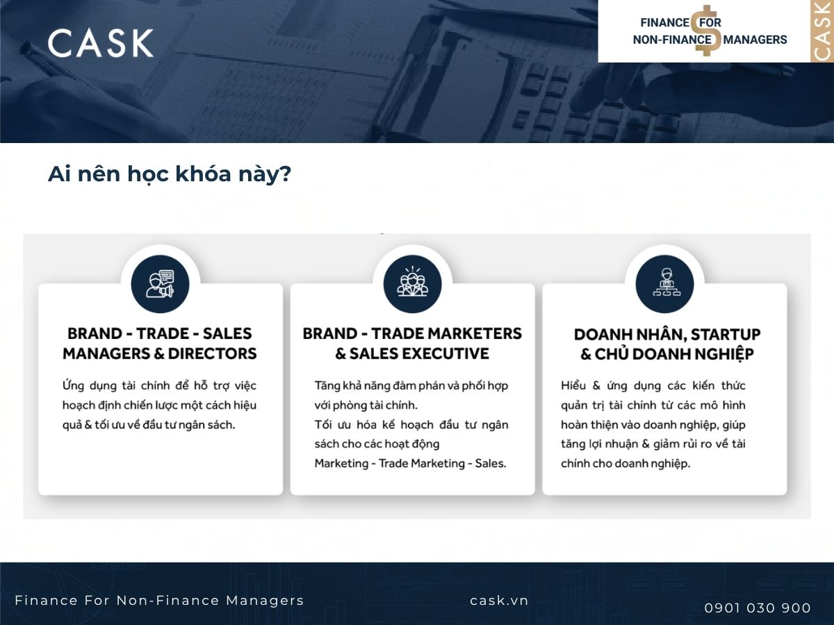 đối tượng khóa học quản trị tài chính doanh nghiệp tại cask