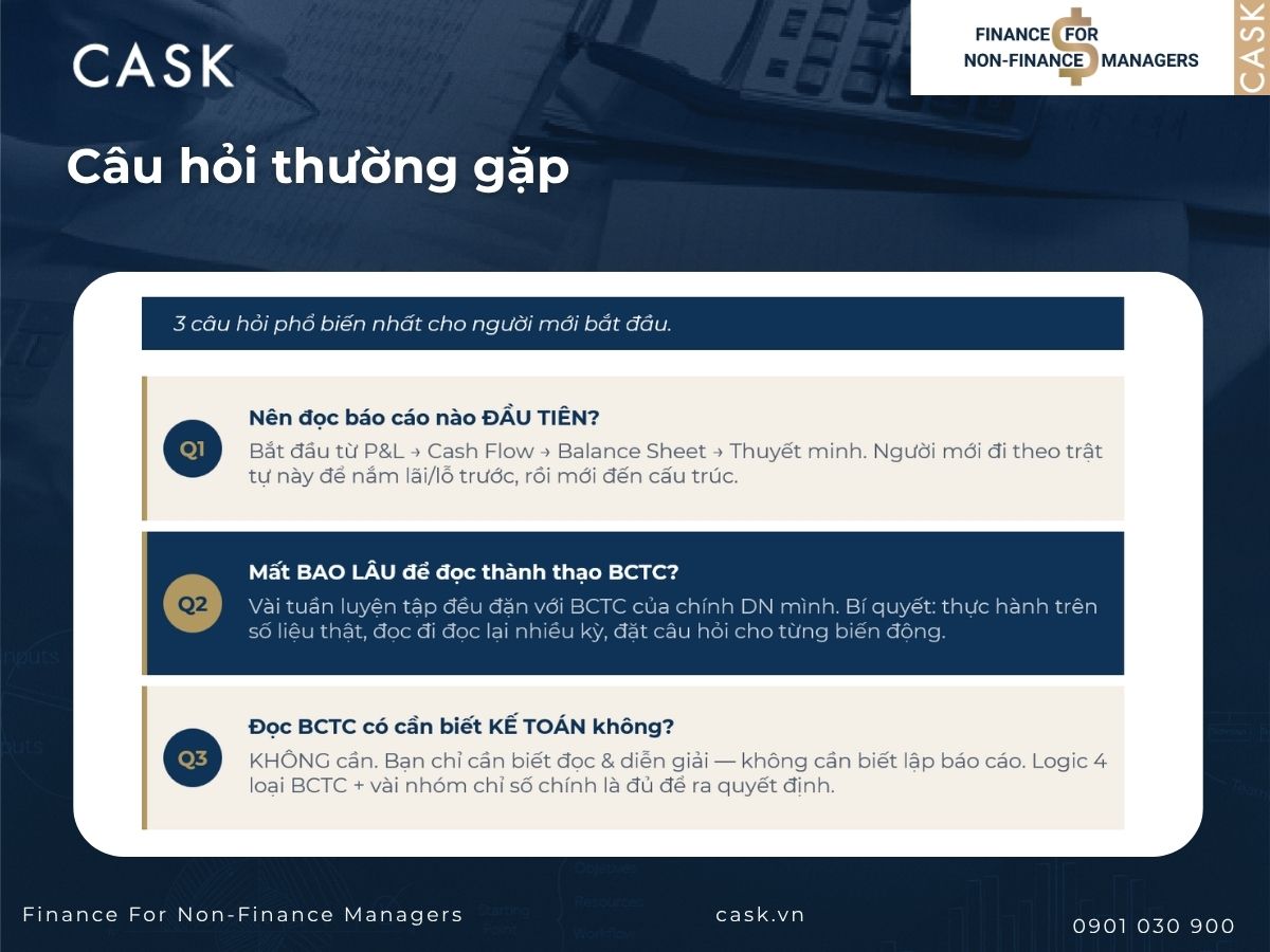 câu hỏi thường gặp về đọc báo cáo tài chính