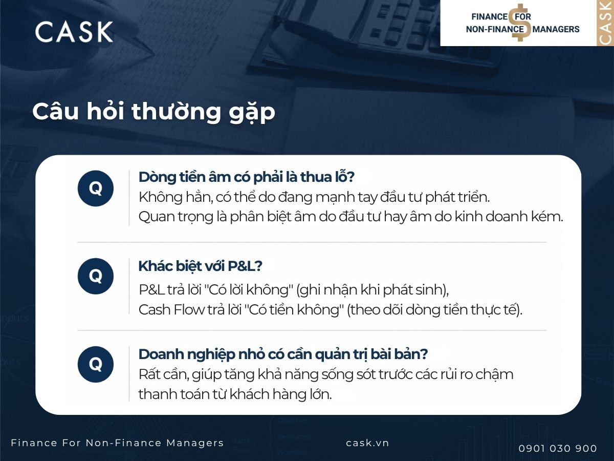 câu hỏi thường gặp về quản trị dòng tiền