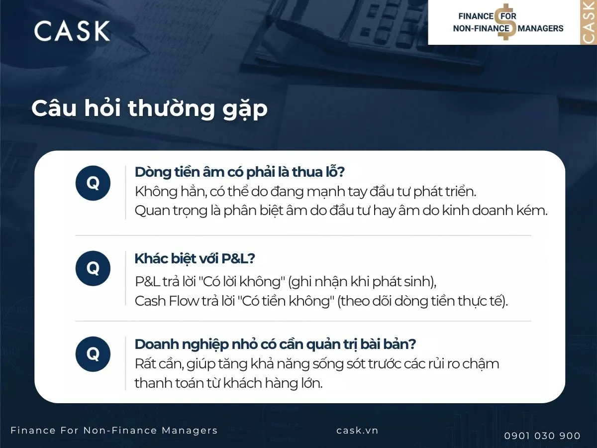câu hỏi thường gặp về quản trị dòng tiền