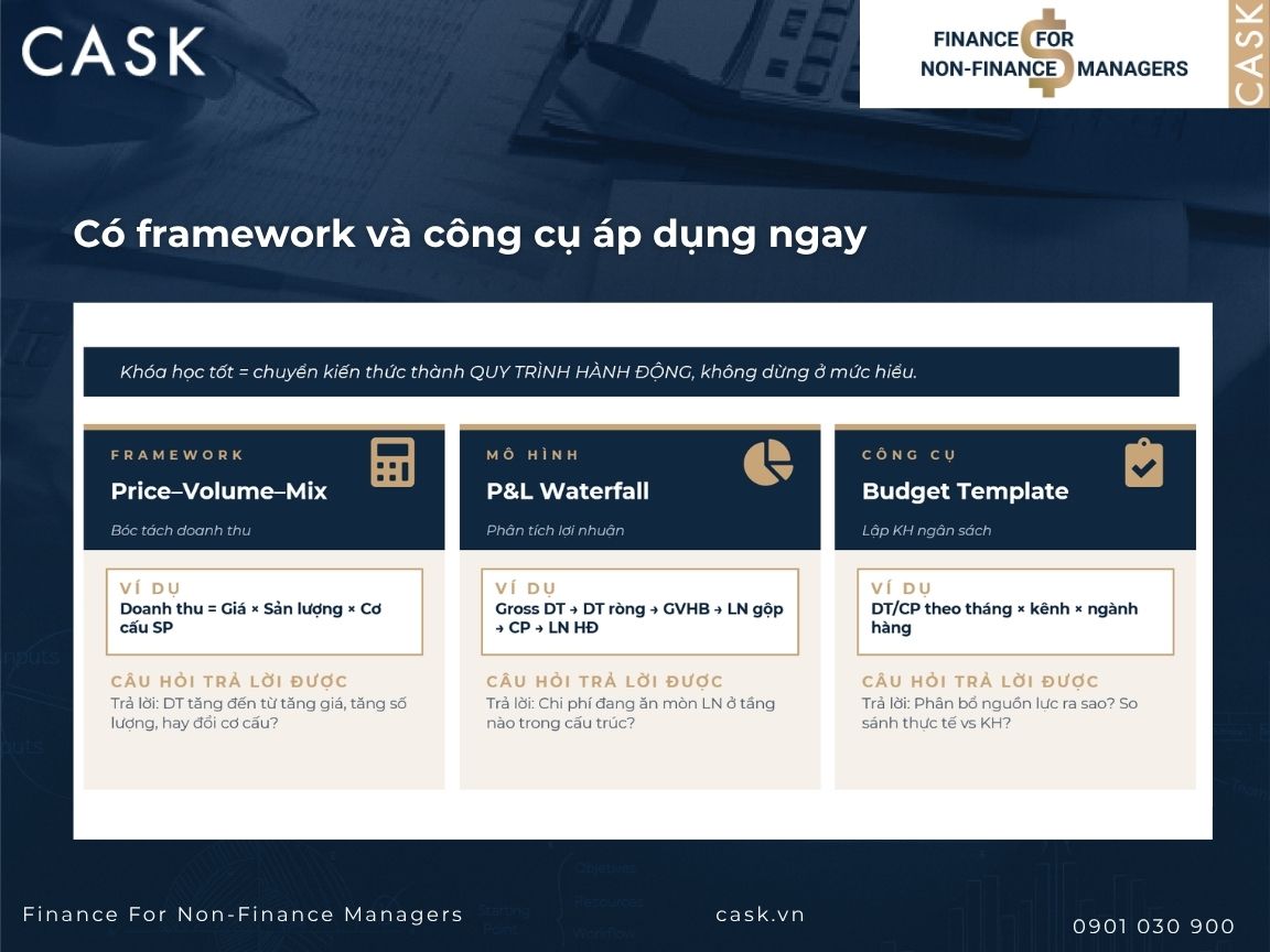 framework và công cụ áp dụng ngay trong khóa học quản trị tài chính ngắn hạn