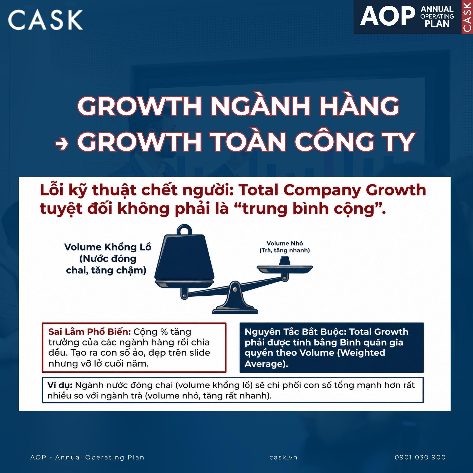 growth từng ngành hàng đến growth toàn công ty