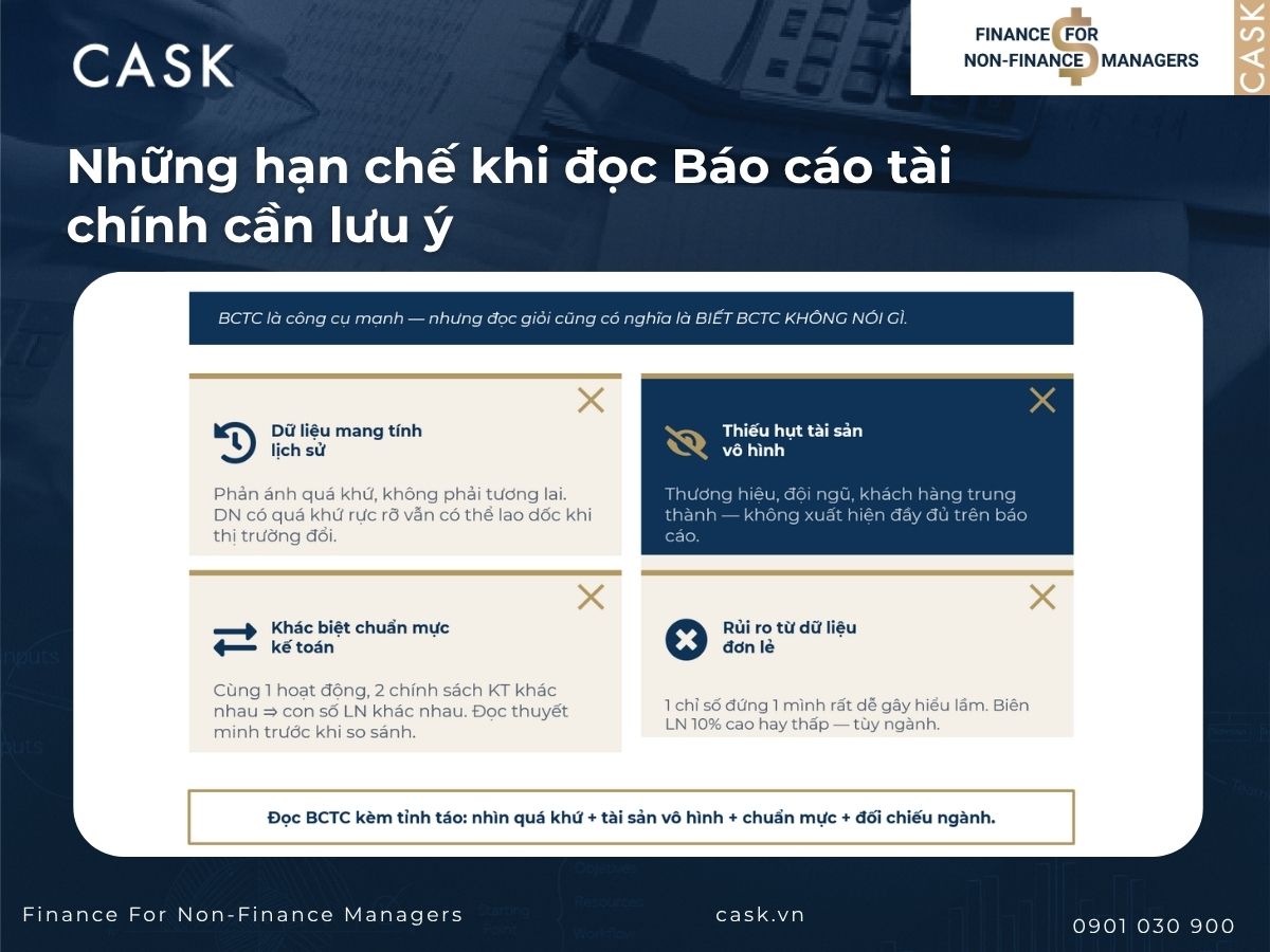 hạn chế khi đọc báo cáo tài chính
