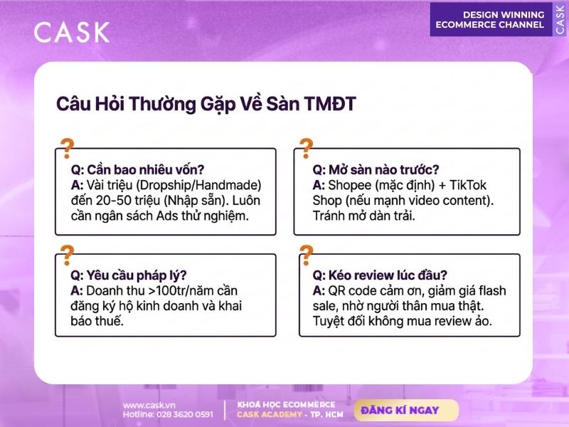 hỏi đáp về bán hàng trên sàn thương mại điện tử