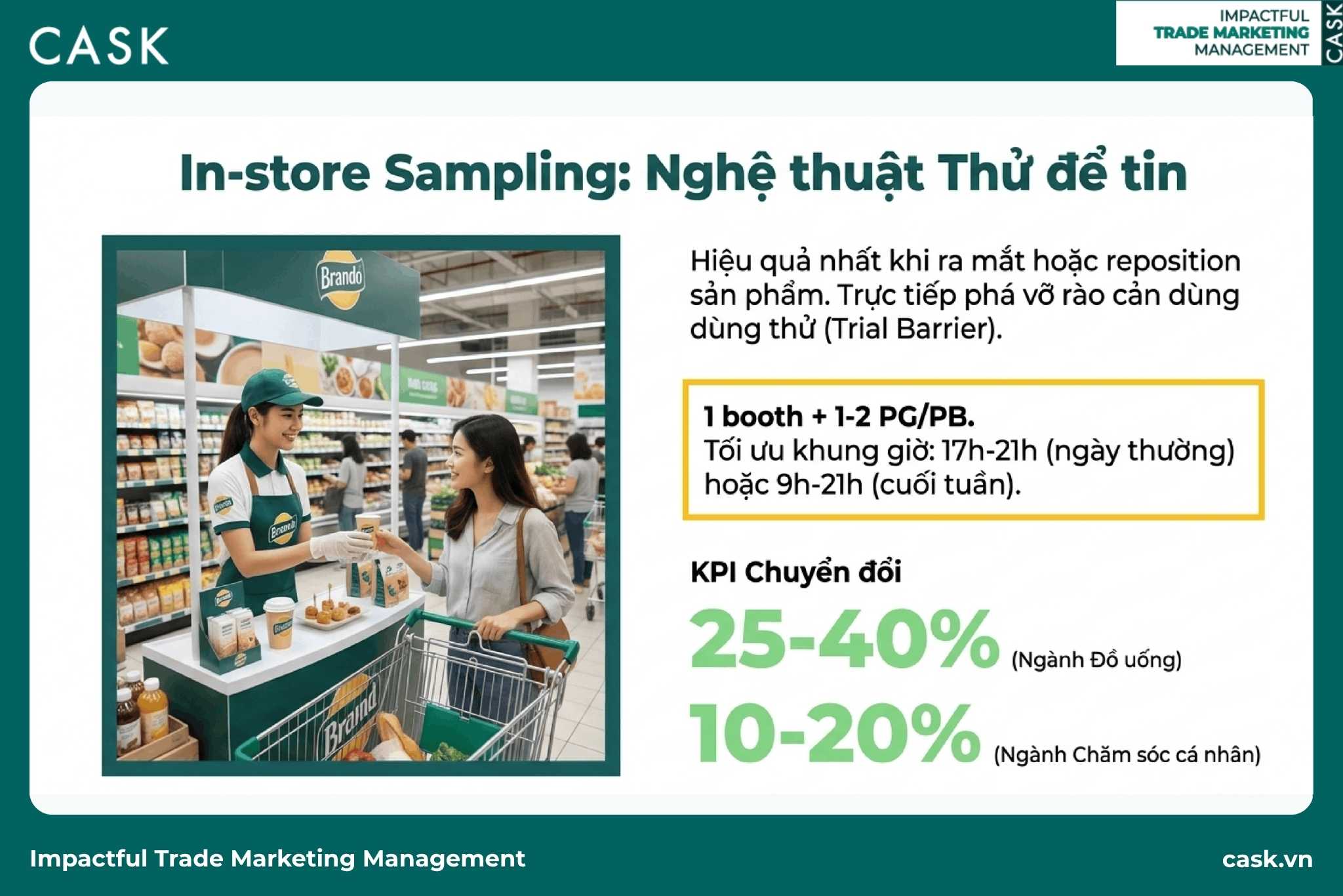 PG mời khách dùng thử sản phẩm tại booth sampling