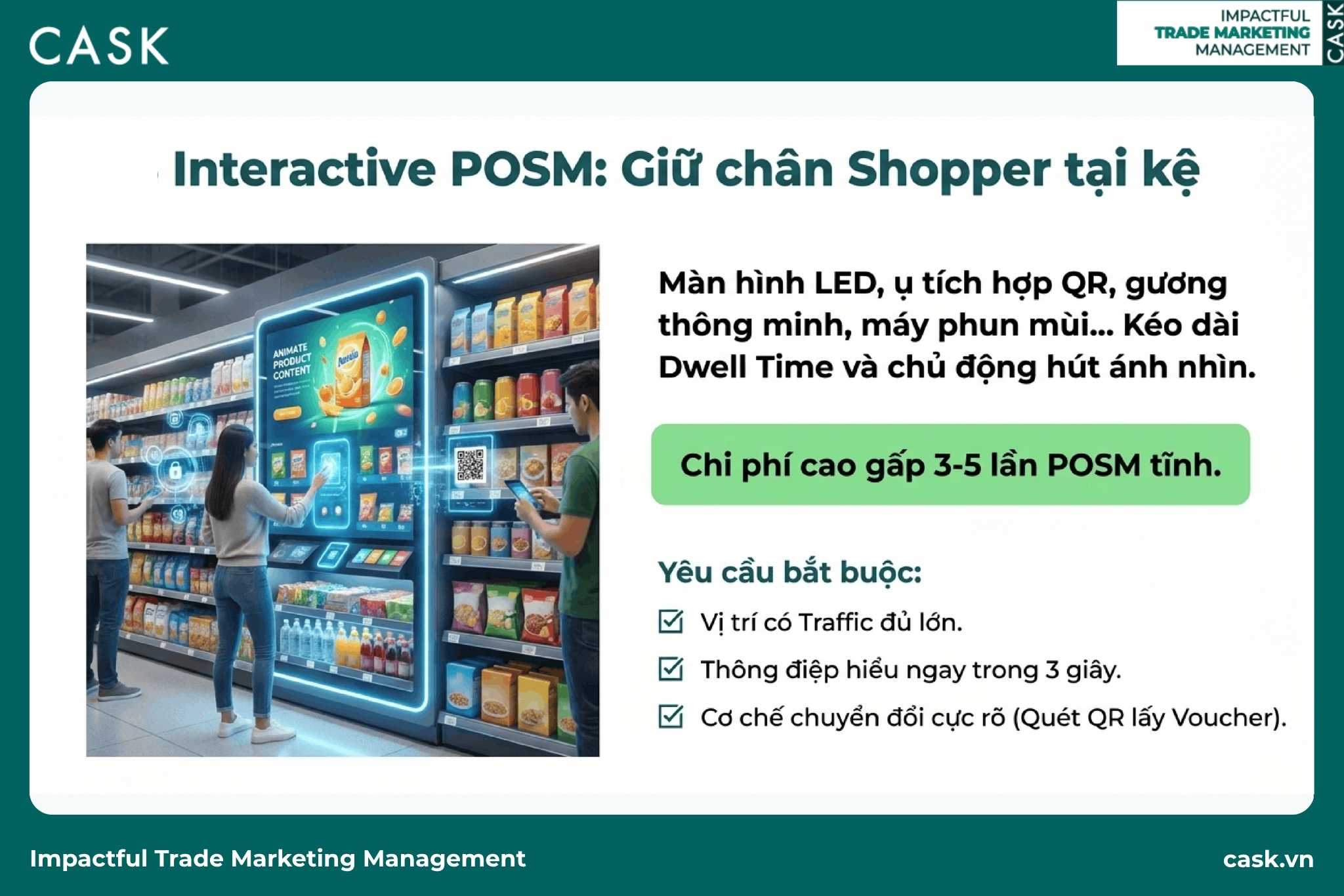 shopper tương tác màn hình LED interactive POSM tích hợp QR