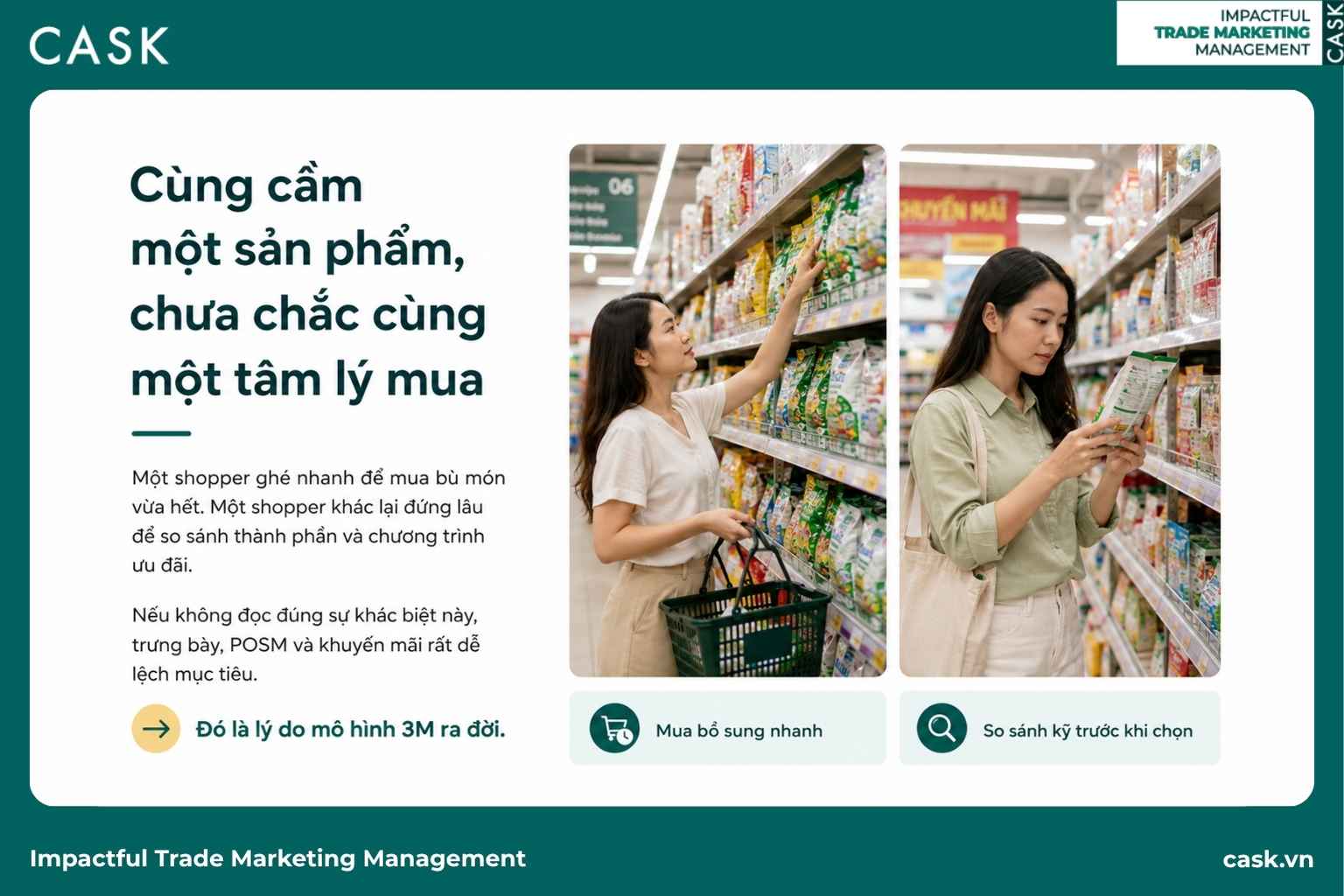 shopper cầm hàng với hai tâm lý mua khác nhau