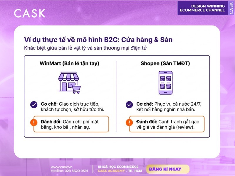 ví dụ mô hình b2c cửa hàng và sàn