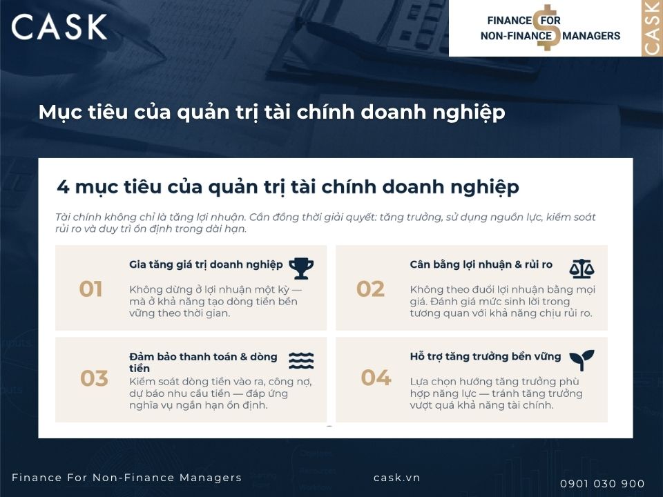 mục tiêu của quản trị tài chính doanh nghiệp
