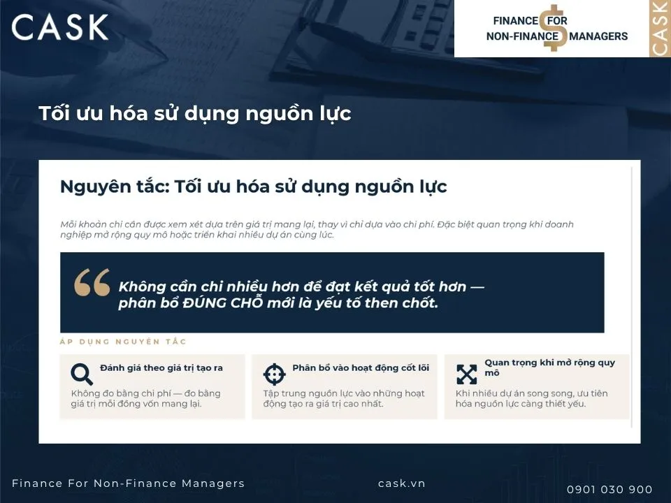 nguyên tắc tối ưu hóa sử dụng nguồn lực trong quản trị tài chính
