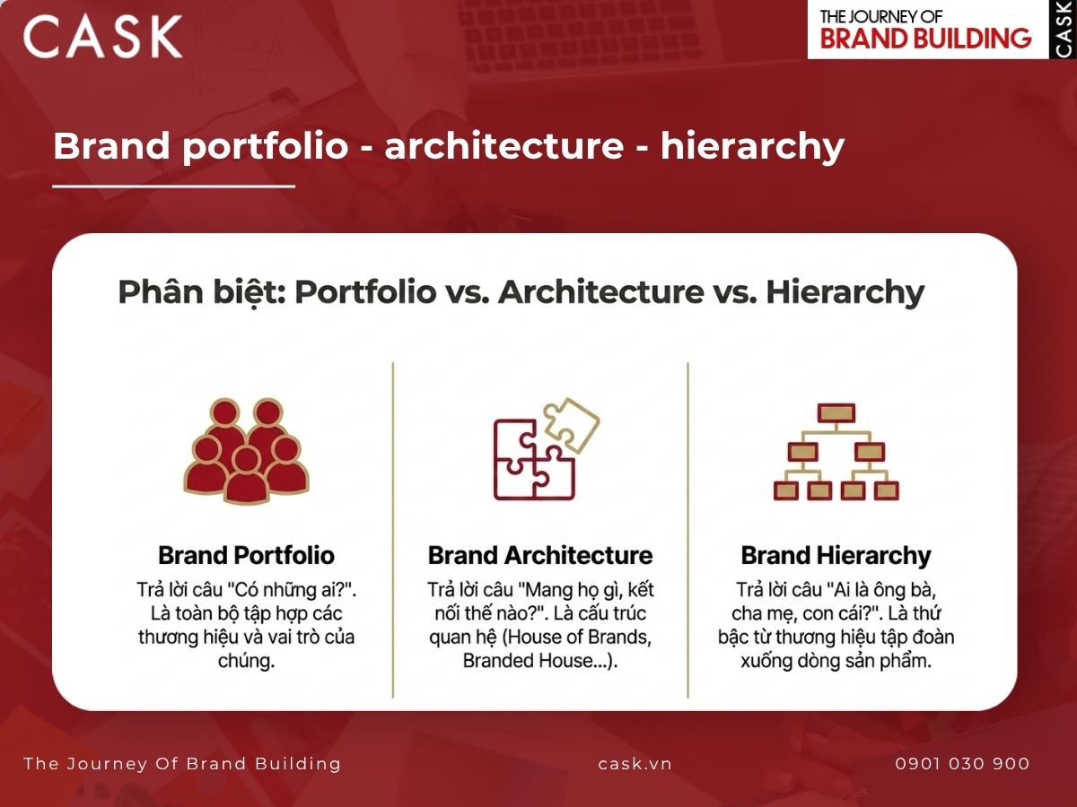 phân biệt brand portfolio, architecture và hierarchy