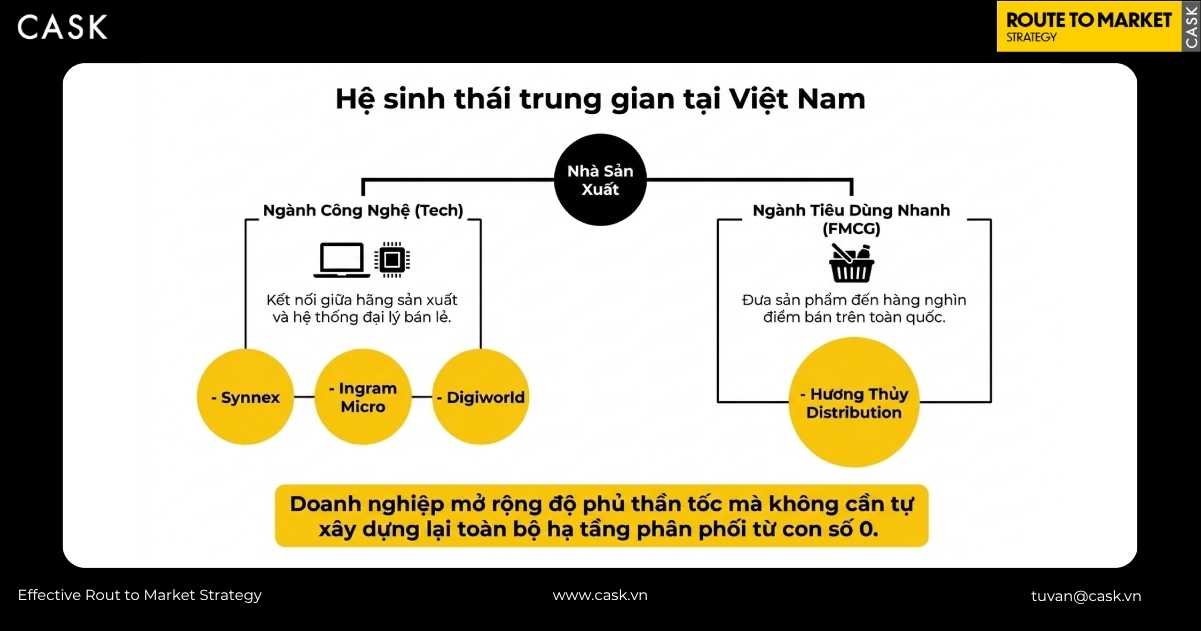 hệ sinh thái trung gian phân phối tại Việt Nam trong hai ngành công nghệ và hàng tiêu dùng nhanh