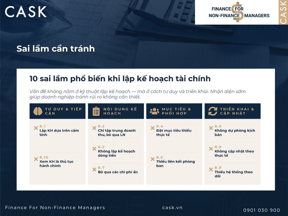 sai lầm phổ biến khi lập kế hoạch tài chính doanh nghiệp