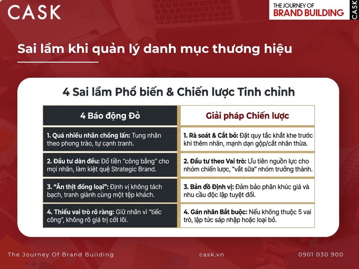 sai lầm trong quản lý danh mục thương hiệu