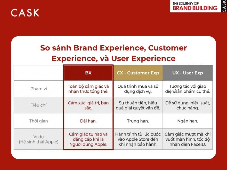 So sánh Brand Experience, Customer Experience và User Experience