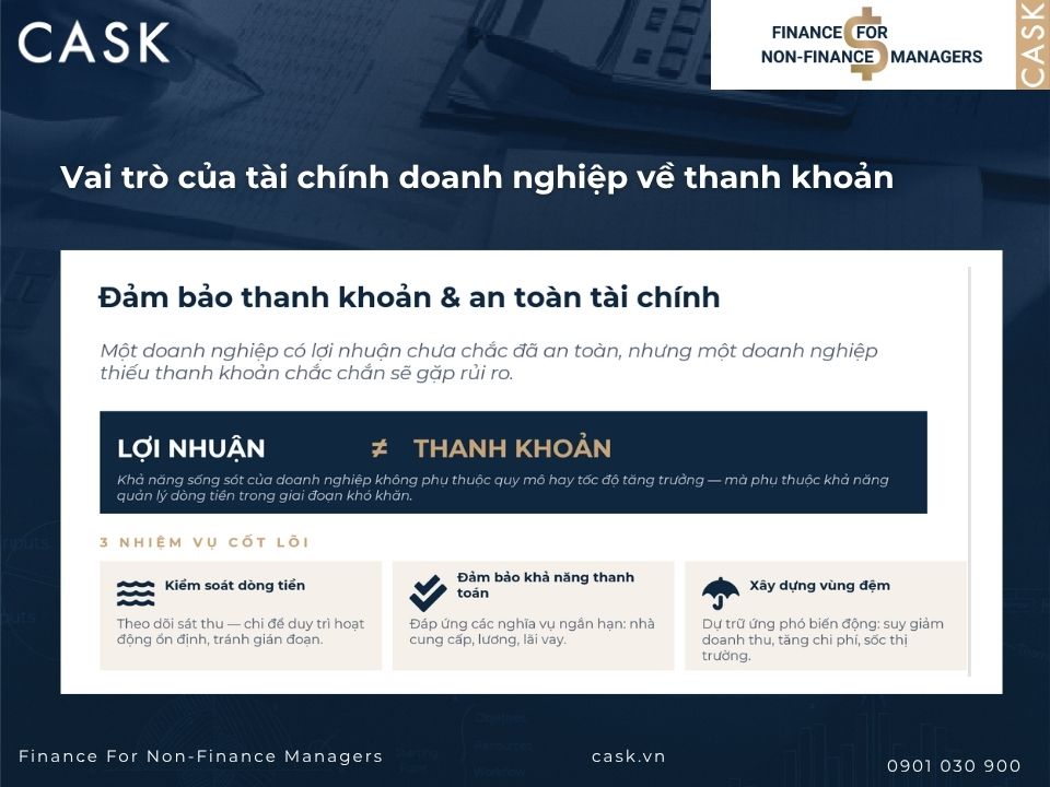 vai trò của tài chính doanh nghiệp về thanh khoản