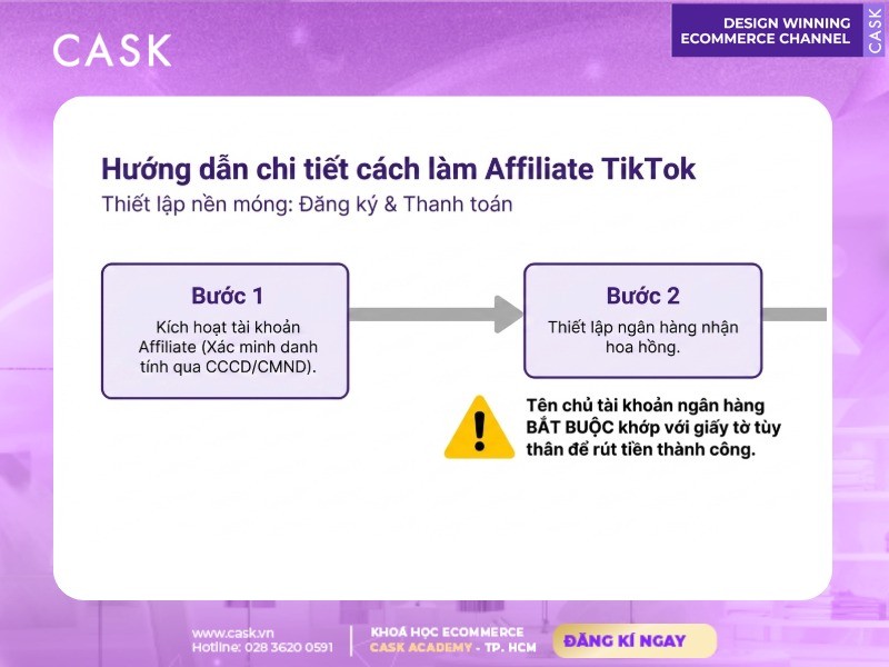 thiết lập nền móng tài khoản affiliate tiktok