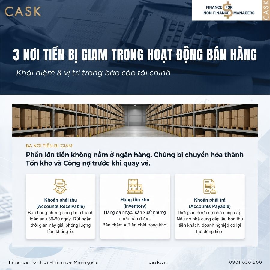 tiền thường bị giam ở đâu trong hoạt động bán hàng