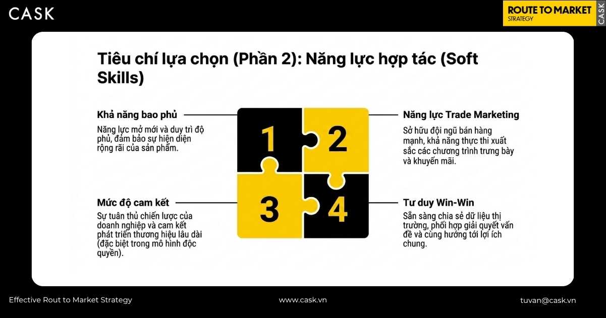 bốn tiêu chí đánh giá năng lực soft skills hợp tác khi lựa chọn distributor