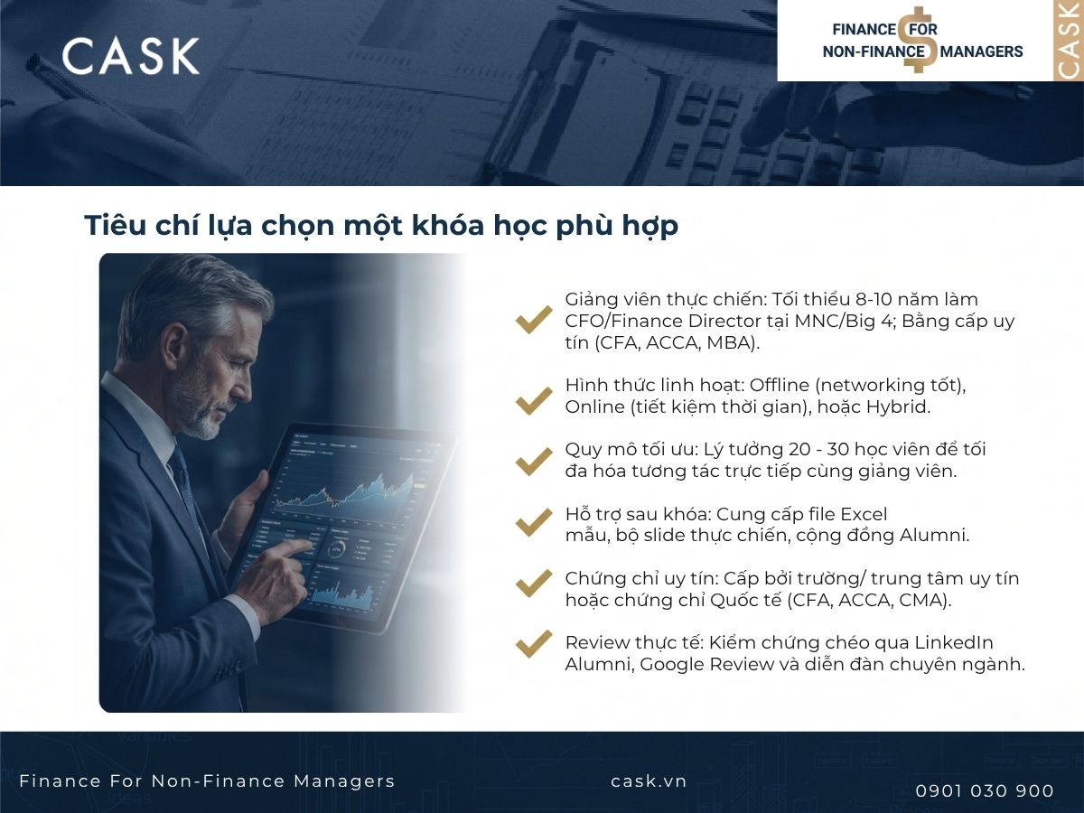 tiêu chí lựa chọn khóa học quản trị tài chính doanh nghiệp phù hợp
