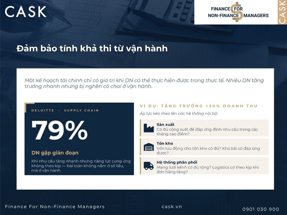 đảm bảo tính khả thi từ vận hành trong kế hoạch tài chín