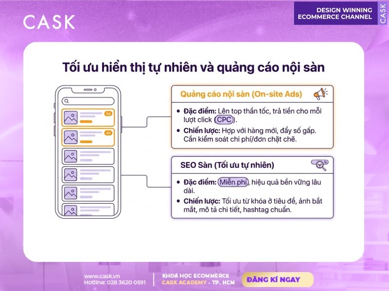 tối ưu hiển thị tự nhiên và quảng cáo nội sàn