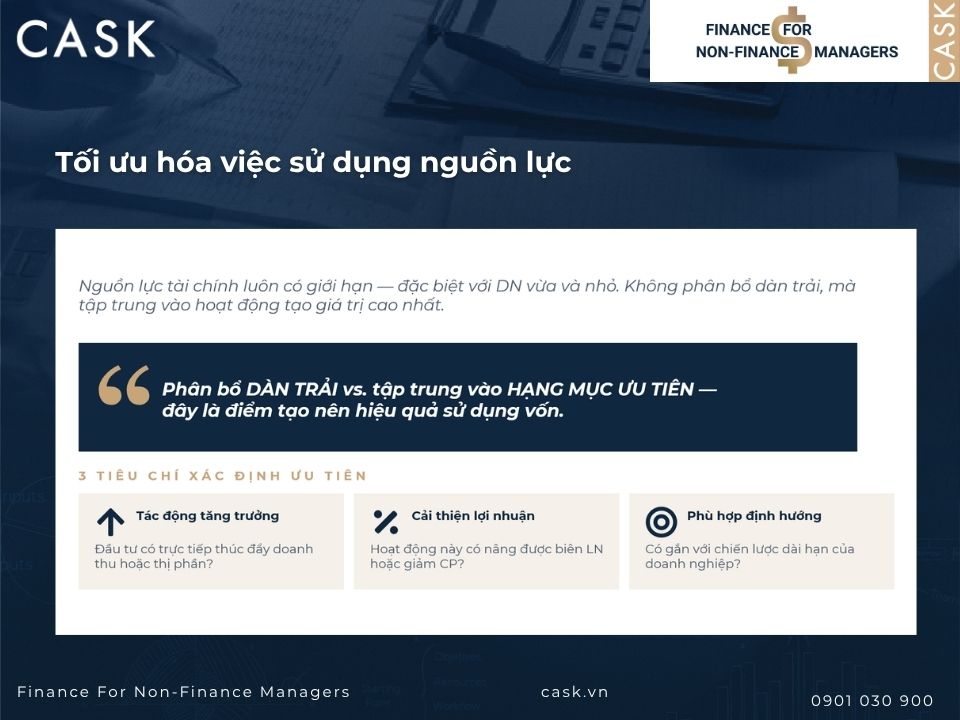 tối ưu hóa việc sử dụng nguồn lực trong kế hoạch tài chính
