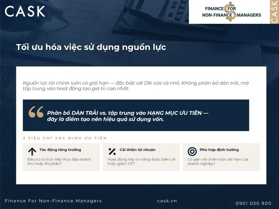 tối ưu hóa việc sử dụng nguồn lực trong kế hoạch tài chính
