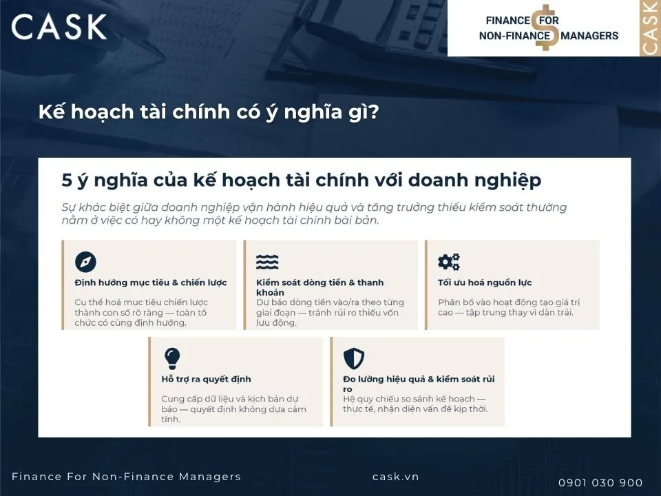 ý nghĩa của kế hoạch tài chính với doanh nghiệp