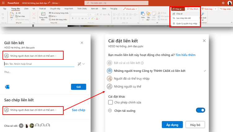Quản lý quyền xem và chia sẻ file ra bên ngoài​