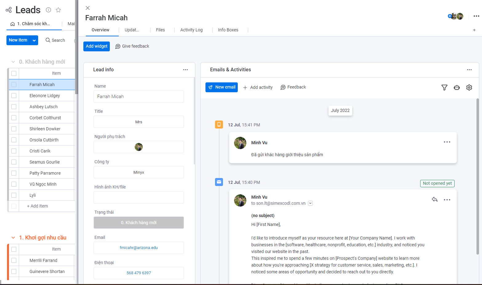 Gửi mail trao đổi trực tiếp với khách hàng trên hệ thống
