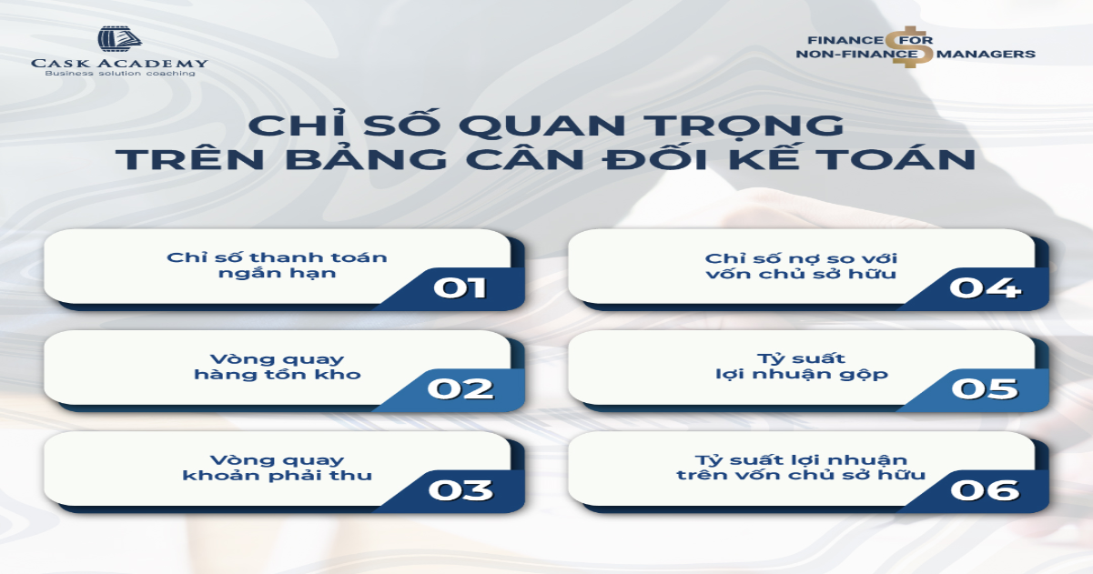 Chỉ số quan trọng trên bảng cân đối kế toán